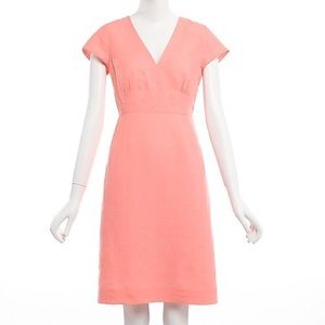 J Crew Factory shirred V-neck dress in linen
